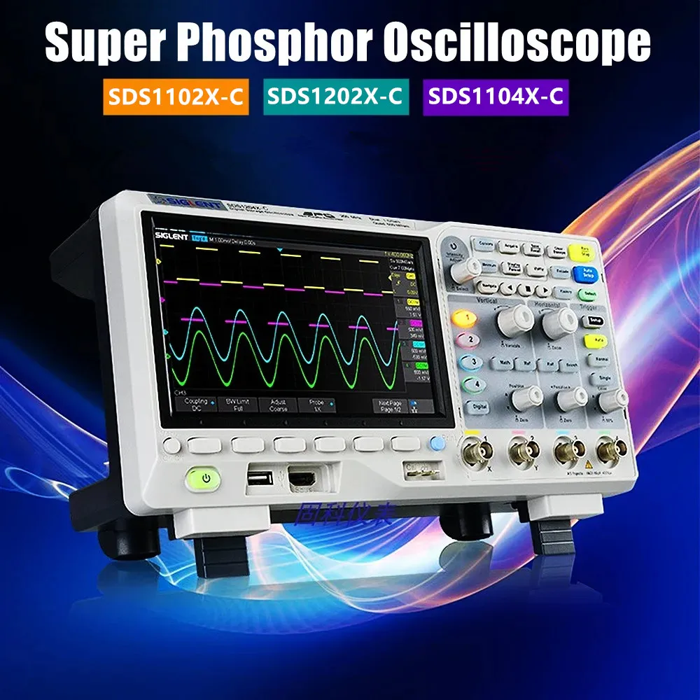

SDS1102X-C SDS1202X-C Суперфосфорный осциллограф 2-канальный цифровой осциллограф 100/200 МГц Осциллограф 1gsa/s 7 дюймов Tft