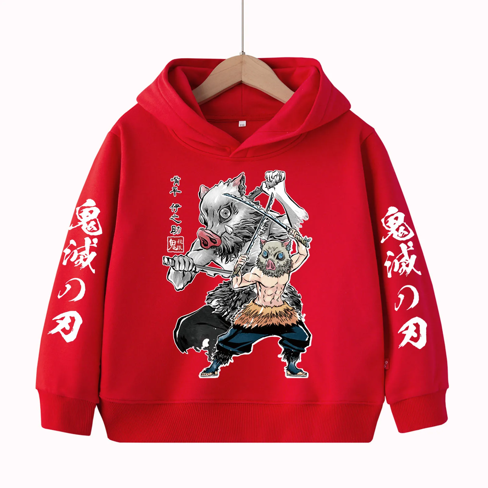 Demon slayer inosuke anime infantil-moletom harajuku hip hop pulôver tops moletom
