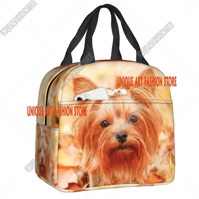 Yorkshire Terrier Dog Insulated Lunch Bag for Women Waterproof Animal Pattern Thermal Cooler Bento Box Kids School Children