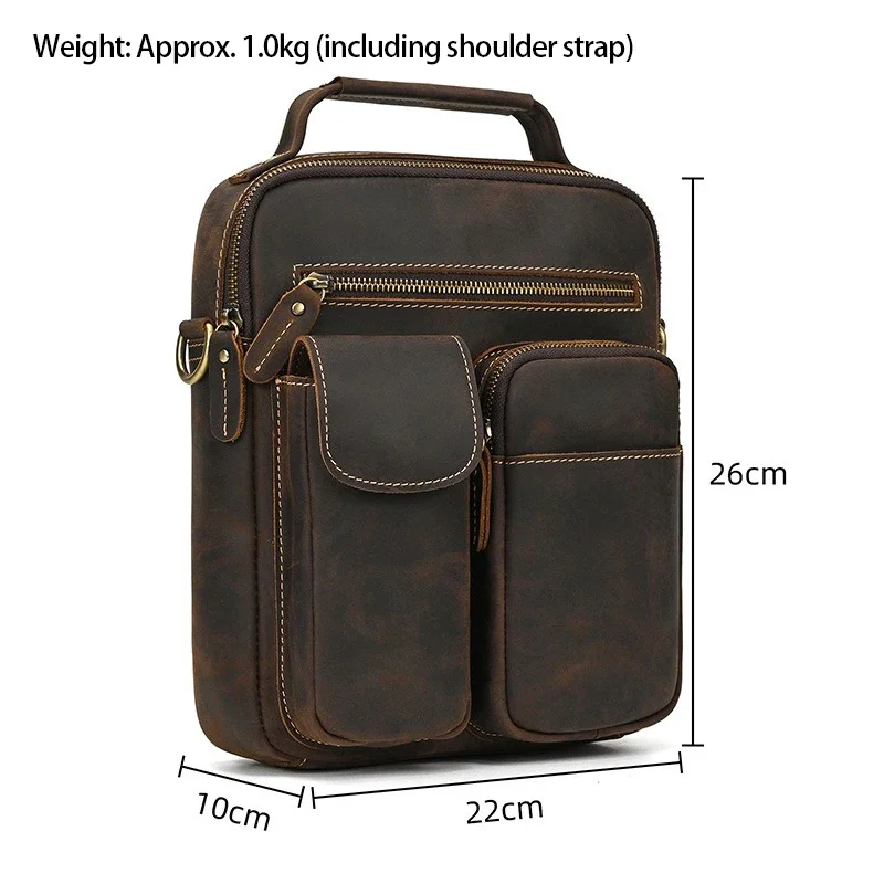 Genuine Leather Messenger Bag For Men Vintage Handbags Small Flap Men\'s Shoulder Bag Casual Office Messenger Bags Crossbody Bag