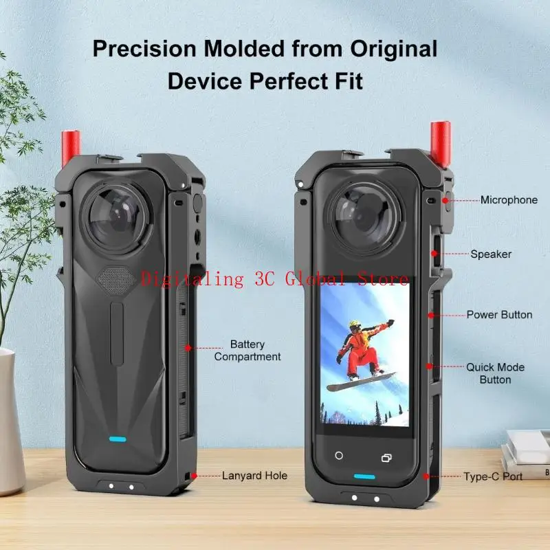 Kamera Cage Protective Bracket Shell untuk 360 Kamera Double Cold Shoe Mounts