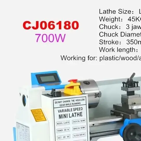 Semi-Automatic Metal Lathe Length Auto Threading Making Mini CNC Machine Chuck Diameter 100/125mm 1100W WM210 400MM 600MM 800MM