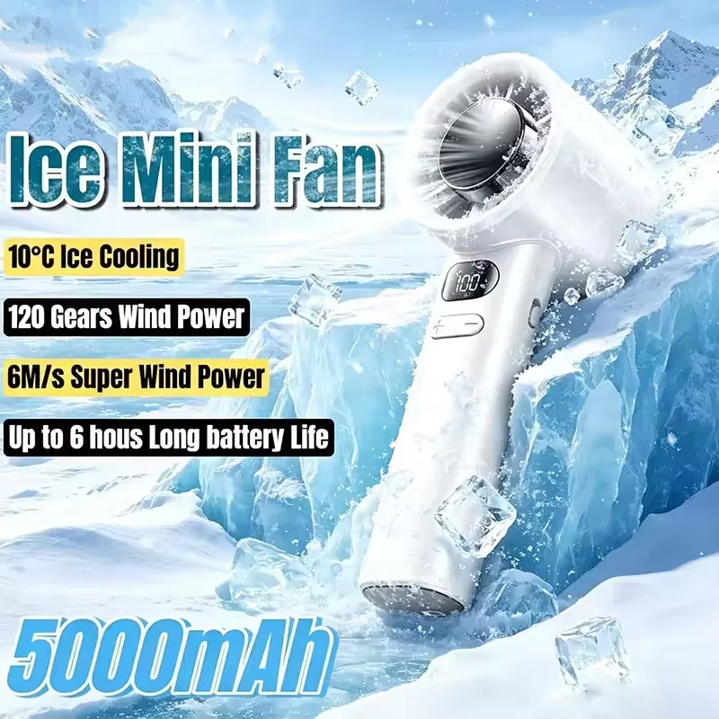 Handheld Fan High-Speed Portable Turbofan USB Rechargeable Electric Fan Digital Display 120 Speeds Infinitely Adjustable