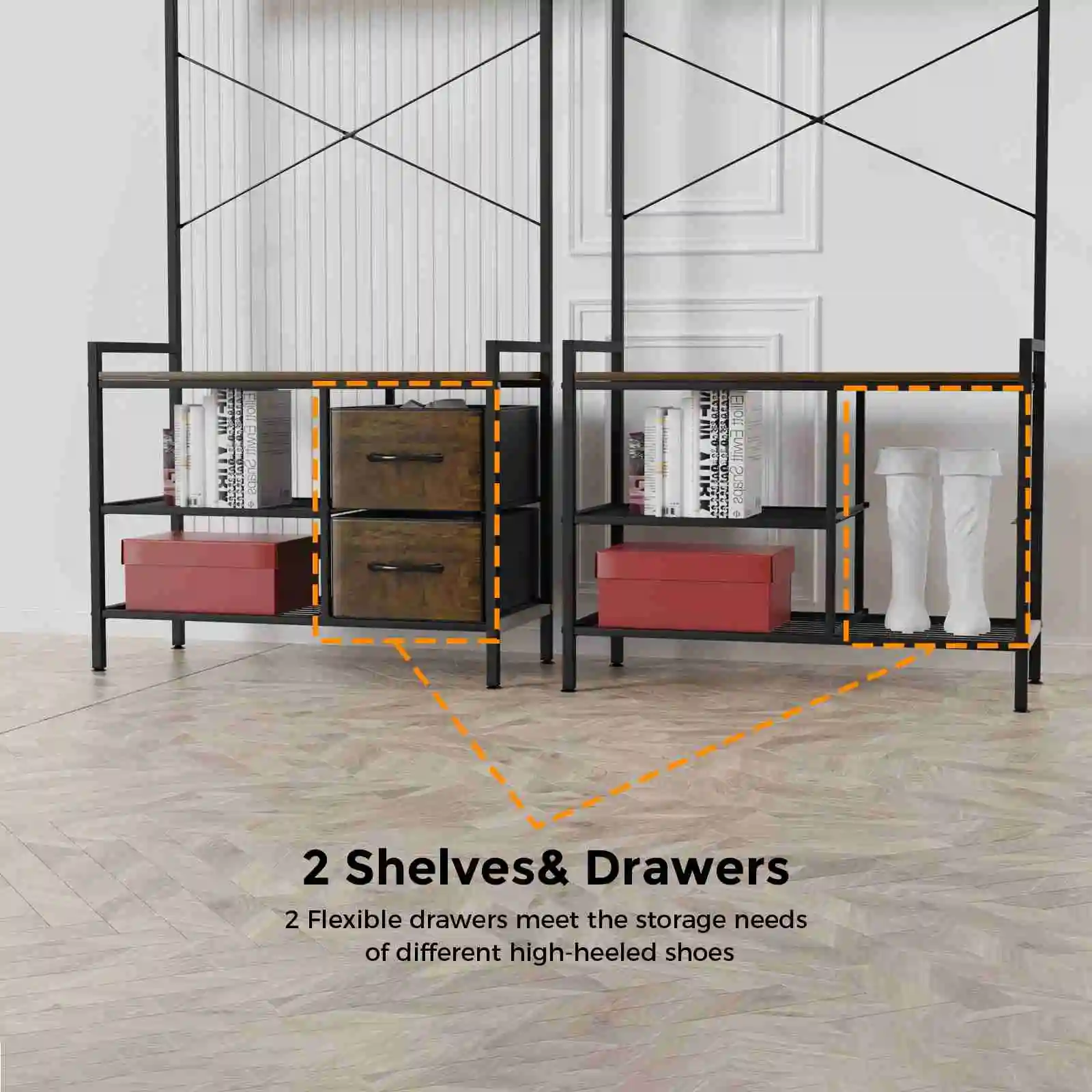 

Hall Tree with Shoe Bench 2 Tier Storage Shelves 15 Hooks 2 Drawers Shoe and Coat Rack for Entryway Brown