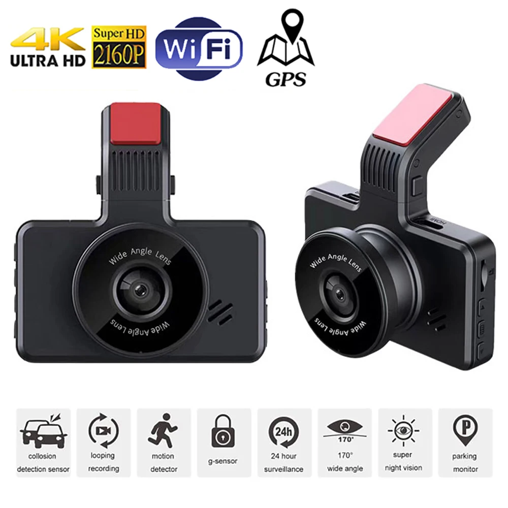 

Dash Cam GPS Wifi Car DVR 4K 2160P Vehicle Camera Drive Video Recorder Night Vision Auto Black Box Parking Monitor Registrar