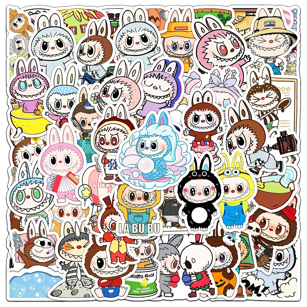 

10/30/50pcs Cute Funny Labubu Cartoon Stickers Waterproof Graffiti DIY Laptop Water Bottle Phone Bike Decals Decoration Kids Toy