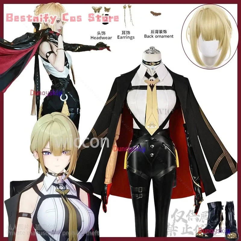 ABC123CosplayAnime Game Zenless Zone Zero ZZZ Cosplay Evelyn Costume Sexy Uniform PU Pants Shoes Wigs For Girls Woman 3'd,5;h.9/