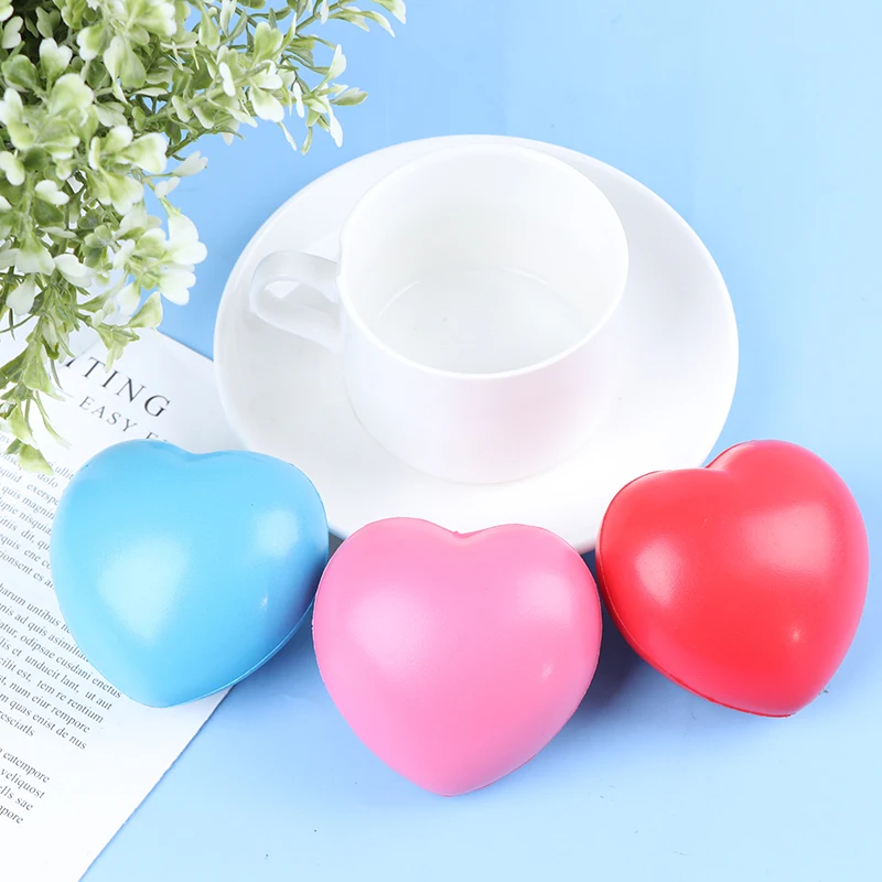 Stress Pressure Relief Relax Novelty Fun Gifts Vent Gag Toy Funny Squeeze Heart Shaped Ball Soft Foam Anti Stress Ball Toys 1Pcs