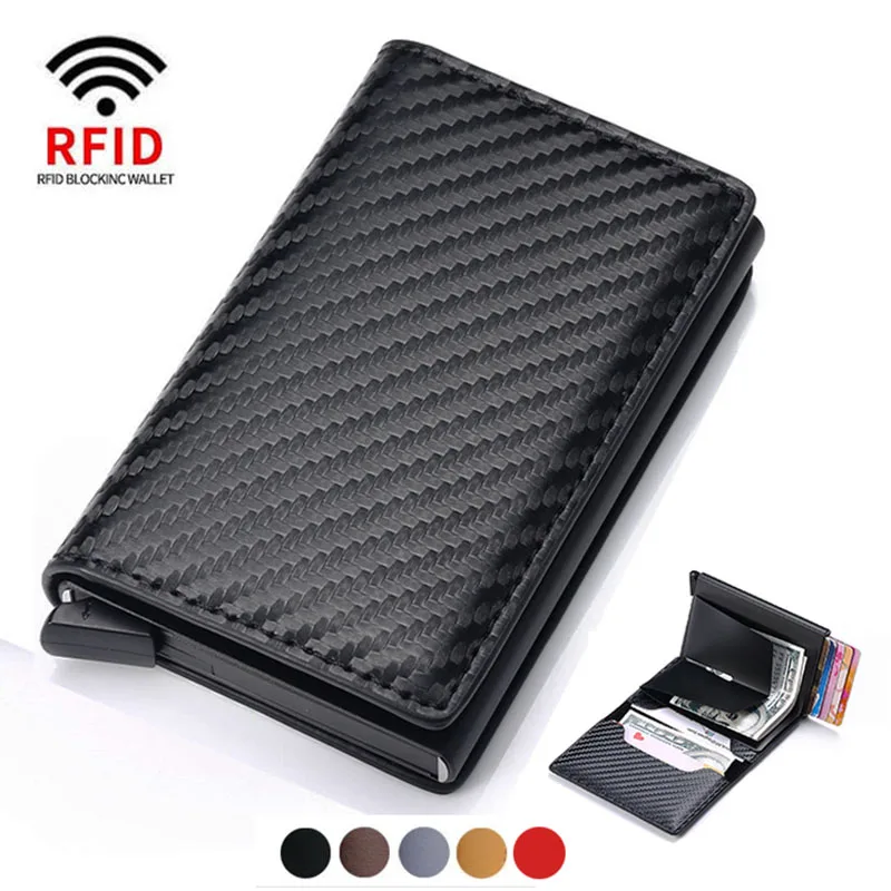 Porte-cartes de crédit et d\'identité pour hommes, marque de luxe, protection contre le blocage Rfid, cuir magique mince, Mini étui pour petits