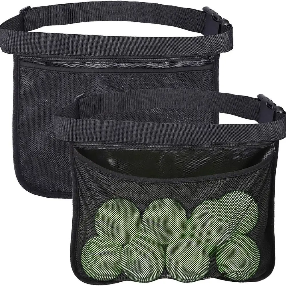 Large Capacity Tennis Ball Carry Bag Adjustable Belt Multifunctional Golf Ball Storage Waist Bag Mesh Pouch Picking Up Ball