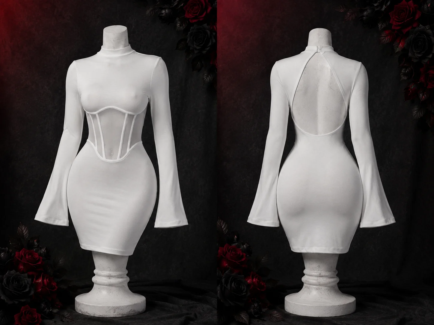 【Fragments.One Choice, No More Choices.】Vintage Aesthetic Cutout Waist Backless White Sexy Hip Skirt