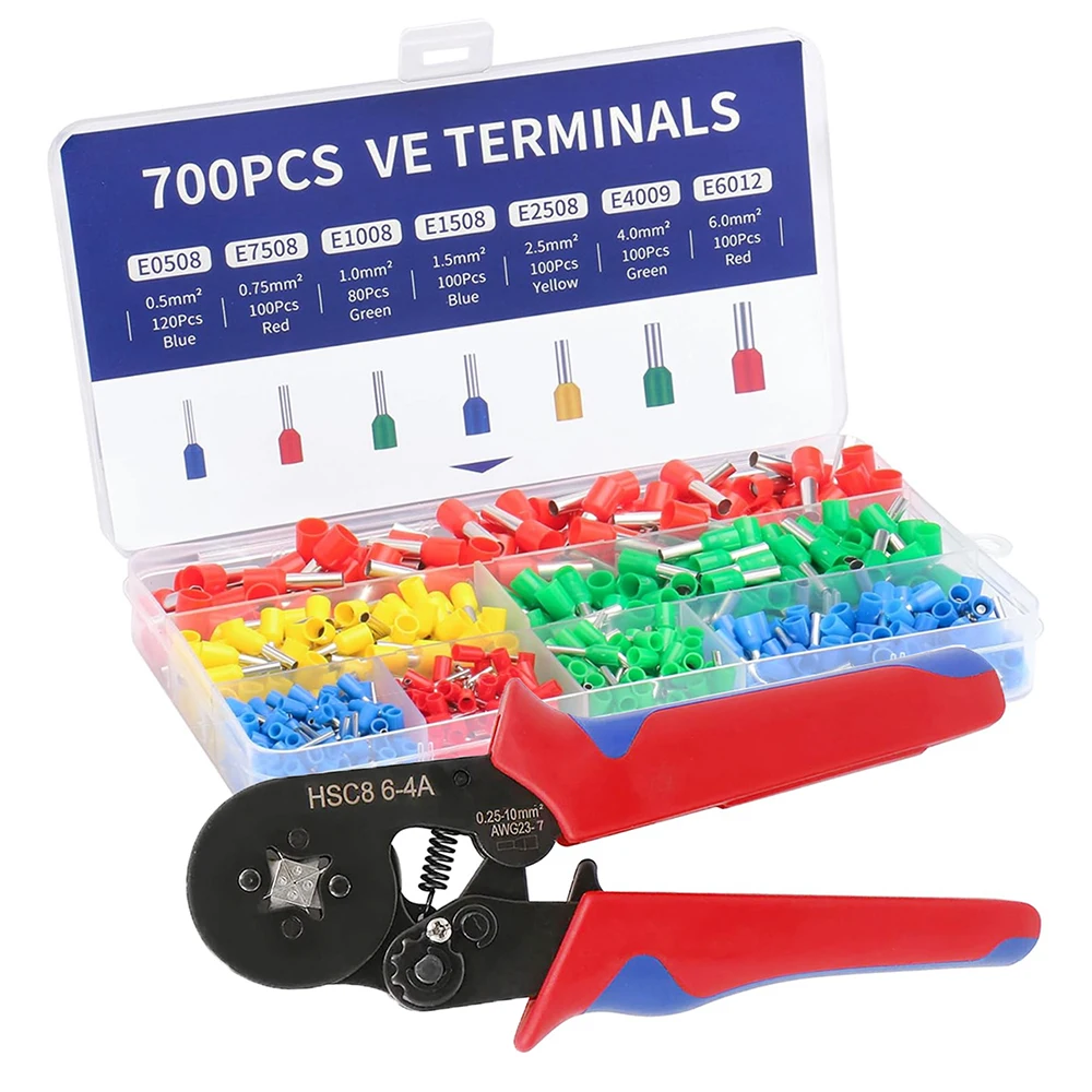 

Ferrule Crimping Tool Kit,Ferrule Crimper Plier AWG23-7 0.25-10mm²,for Wire Ferrules Connectors Pin Terminals Cable End Sleeves