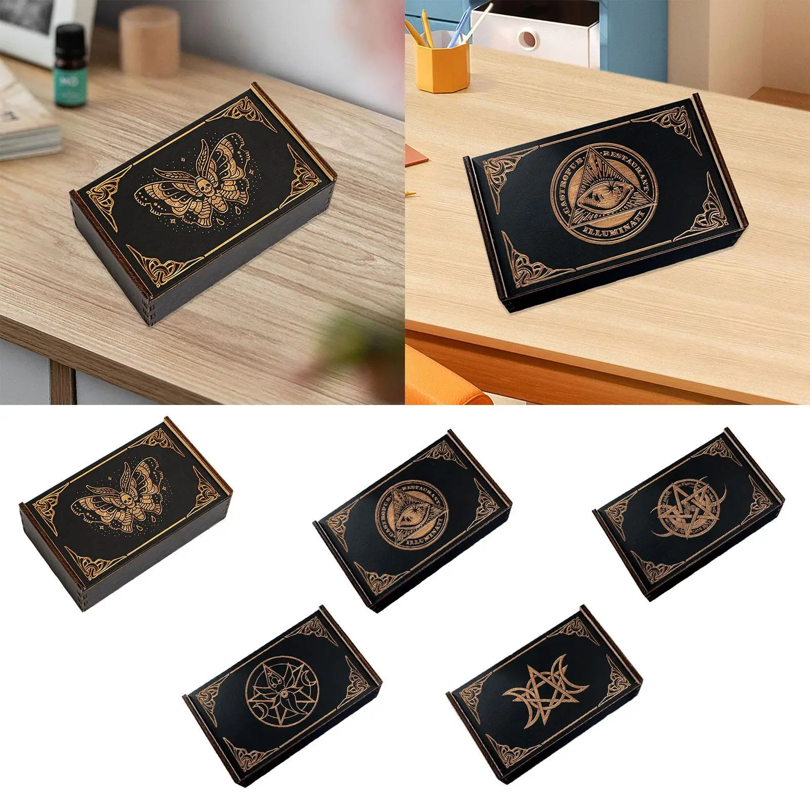 

Wooden Tarot Box, Trinket Keepsake Box, Game Cards Decorative Cards Holder