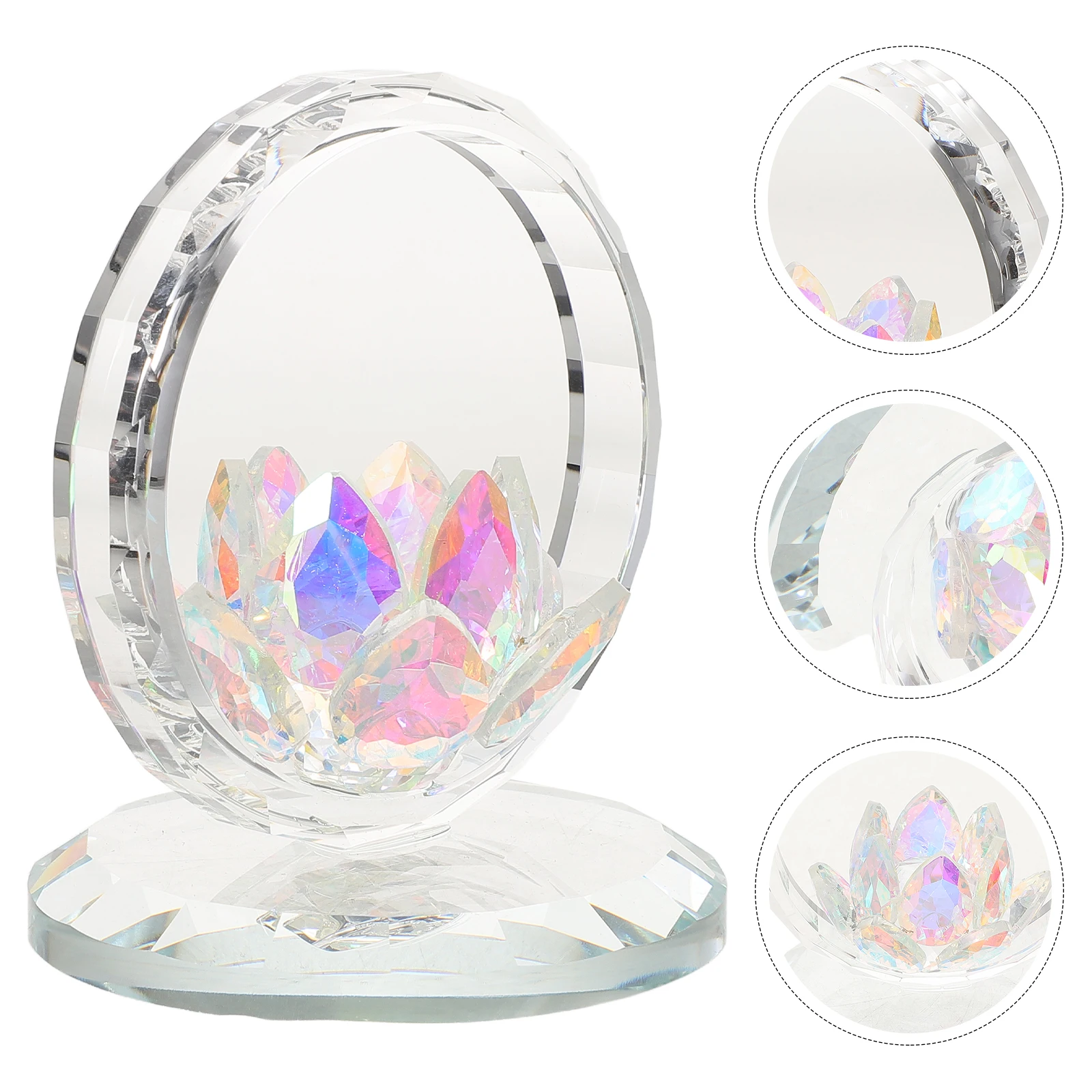 

Crystal Lotus Flower Decor: 3D Artistic Design with Clear Transparent Base for Living Room Bedroom Office Shelf Display Home