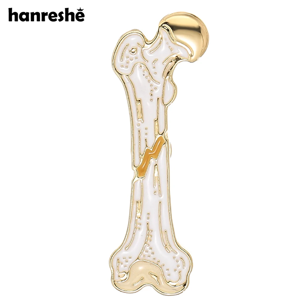 Hanreshe New Design Femur Pin Enamel Orthopedics Medical Leg Bone Brooch for Orthopedic Surgeons Doctor Nurse Lapel Badge Gifts