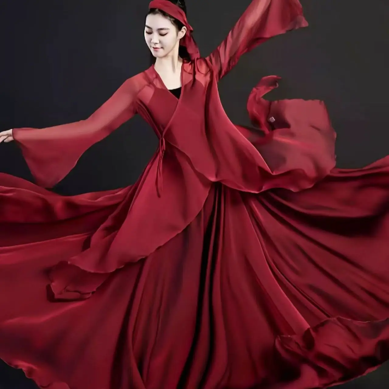 Classical Traditional Chinese Danc Folk Dance Performance Clothing Adult Woman Long Sleeve Dance Costumes