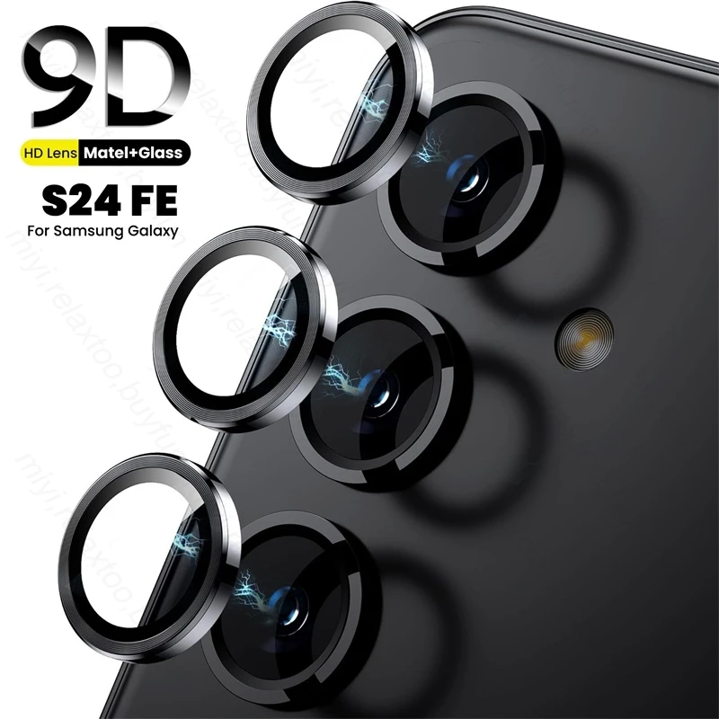 

Metal Ring+9D Tempered Glass Camera Lens Protector Cap For Samsung Galaxy S24 FE 5G Sumsung Samung S24FE S25FE S 24 FE 24FE 25FE
