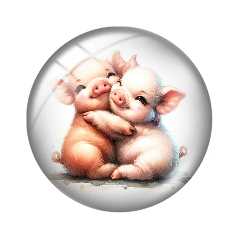 Whimsical baby animals sublimation 12mm/16mm/18mm/25mm Round Photo Glass Cabochon Demo Flat Back Making findings