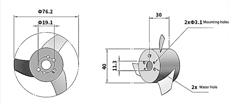 Customizable T200 underwater thrusters and metal propellers for underwater rovs and ships