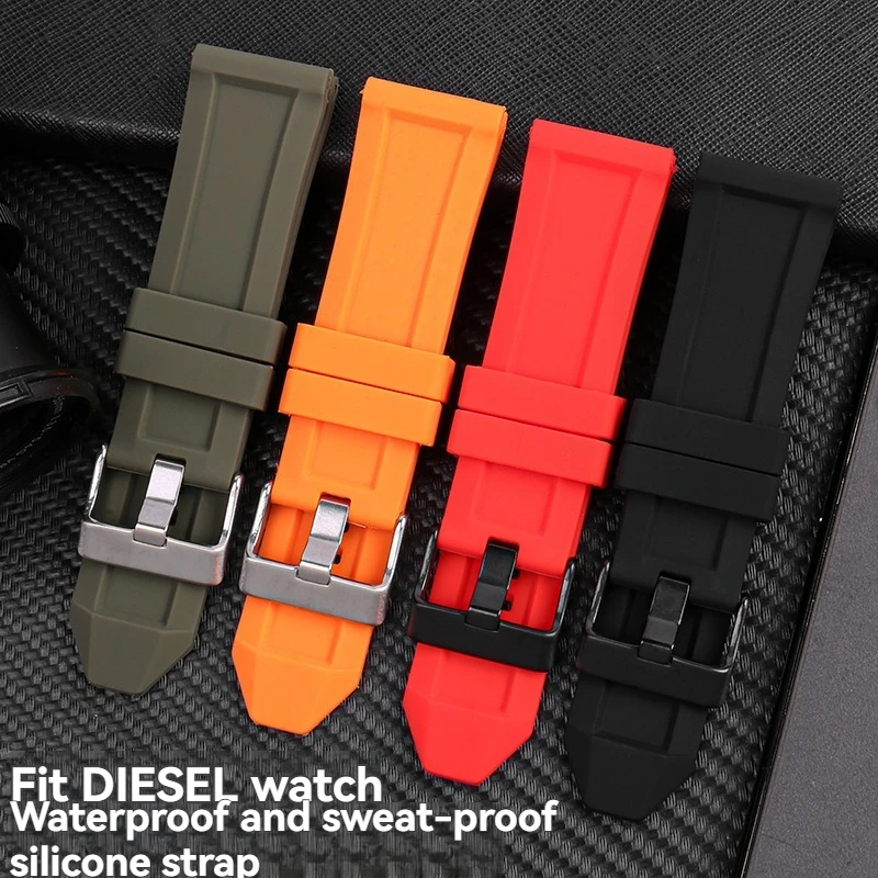 لحزام ساعة الديزل DZ4318/4323/4283/ 4476/4427/7395/4496 حزام رجالي من السيليكون المقاوم للماء والعرق 24 26 28 مللي متر