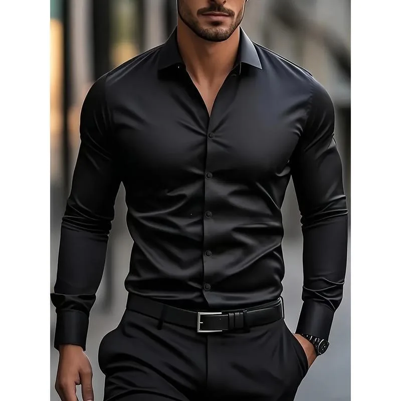 

Business Shirt for Men Long Sleeve Non-deformable Cross-Border Pure Color Short Sleeve Embroidered Logo Other Material 100%