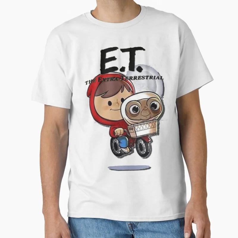 

ET-Vintage Iconic Movie Scene Retro 80s Alien The Extra-Terrestrial Vintage Sci fi Gift T shirt Large size Tops Graphic Clothes