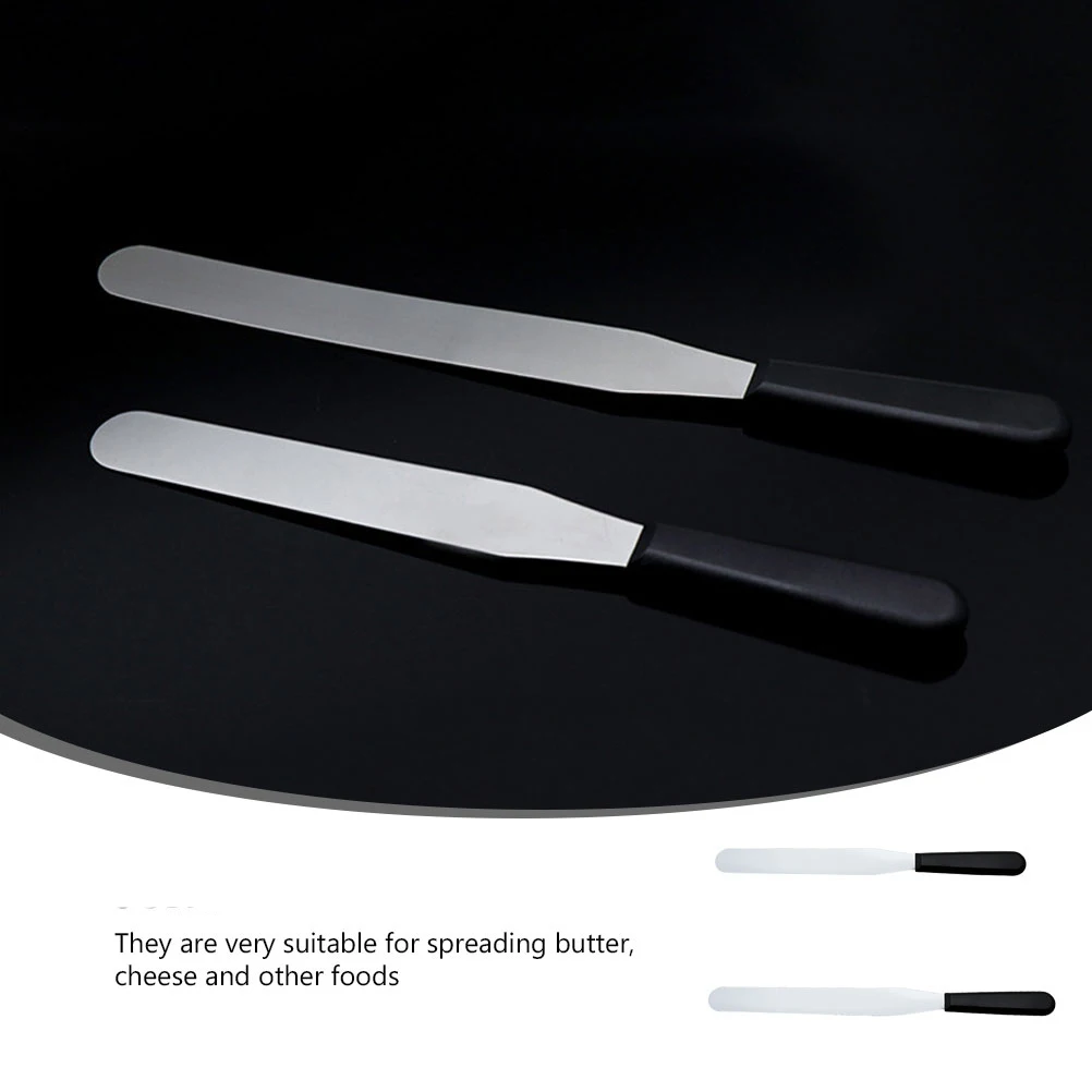 

2 Pcs Cake Spatula Butter Spreaders Baking Scrapers Cutting Machine Cream Knives Plastic Handle Cutters