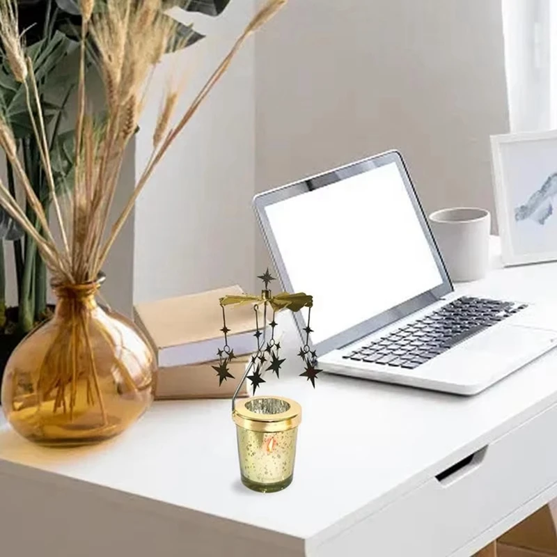 Tempat lilin berputar, tempat lilin Modern sederhana untuk alat makan malam proyeksi berputar