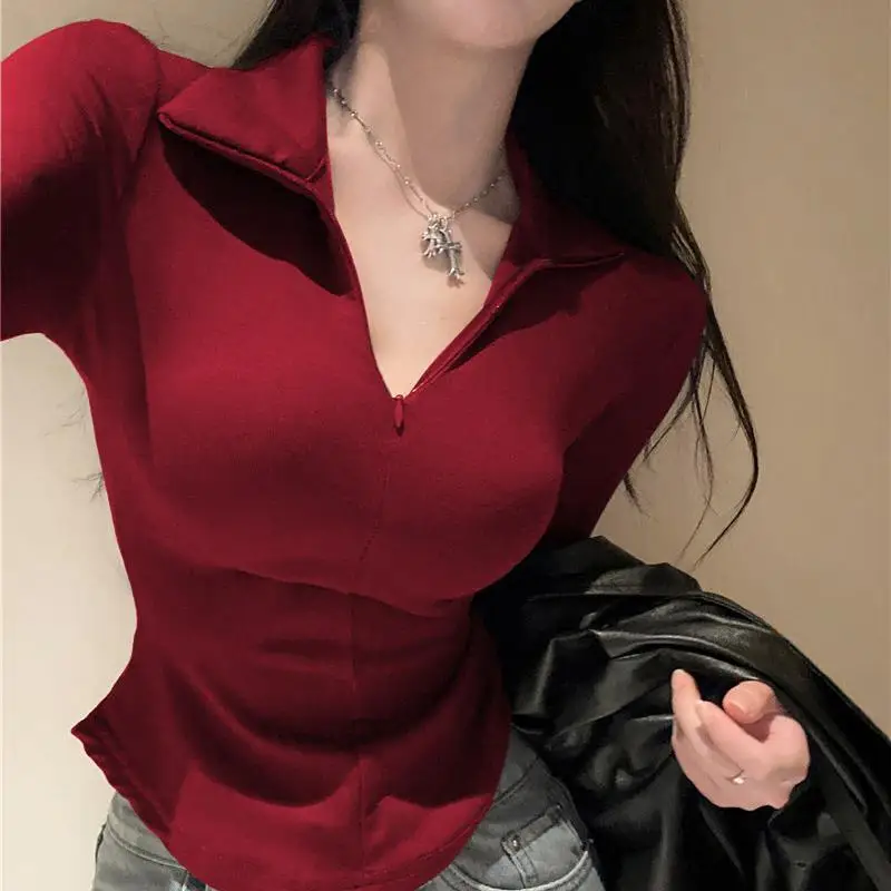 

Женская футболка Pure Lust Hottie с эластичной молнией и лацканами, футболка с длинными рукавами, утягивающая талию, нижняя рубашка