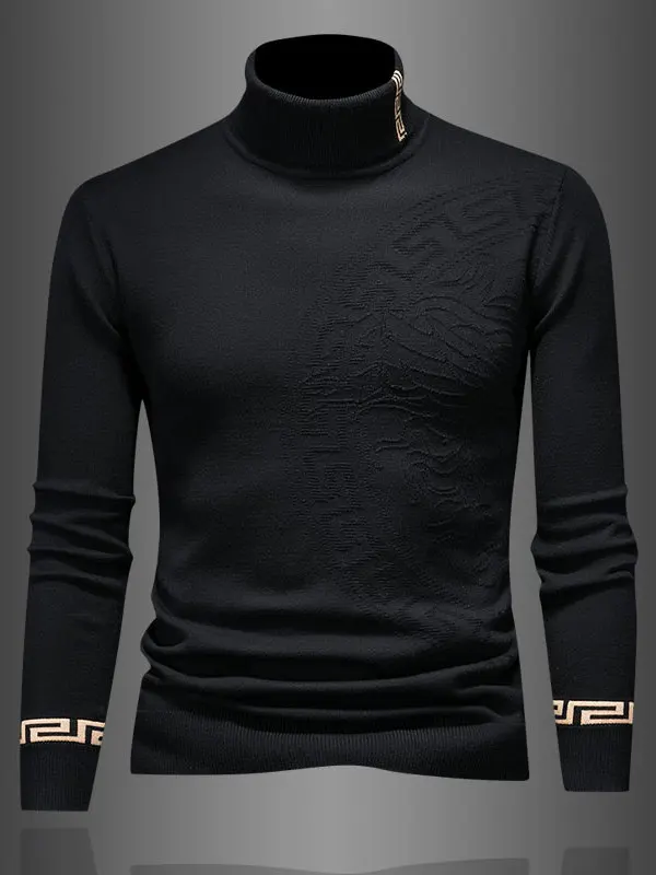

Trendy High Ne Knitwear Men's Slim Fit Autumn Winter New Sle Faionable Warm Woolen Base Layer Knitted Sweater