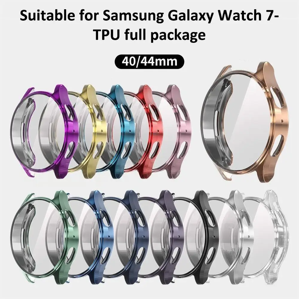 Capa revestida tpu para samsung galaxy watch 7, 40mm 44mm, acessórios protetores de tela, capa completa para relógio galaxy watch fe