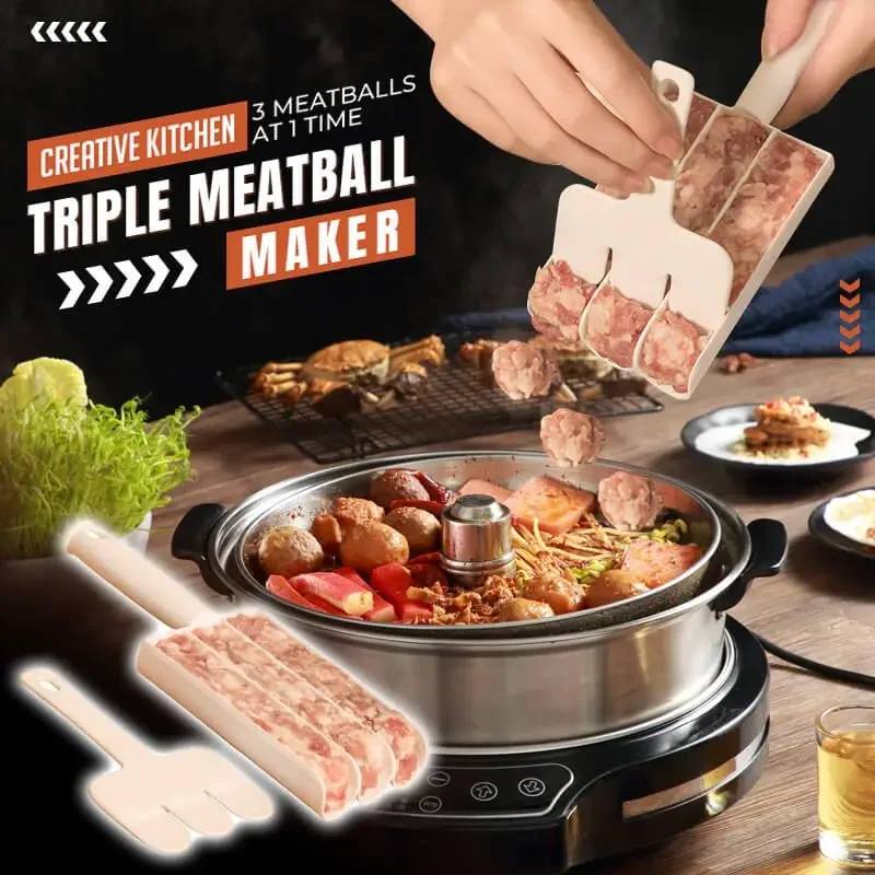 

Creative Kitchen Triple Meatball Maker Plastic Meatball Maker Set Fried Fish Beaf Meat Making Balls Mold Spoon Meat Tools