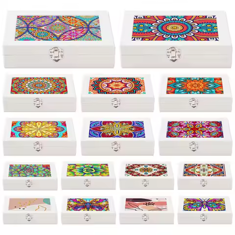 Special Shape Abstract Color Block Diamond Painting Jewelry Storage Box PU Leather Jewelry Case for Necklaces Earrings Rings