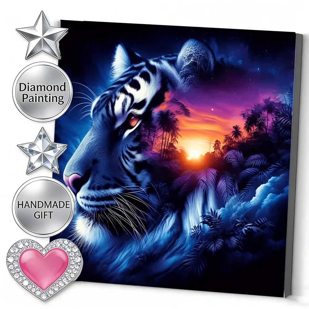 AZQSD Diamond Painting Tiger Animal Diamond Mosaic Kits Forest For Adults Handicrafts Complete Kit Picture For Home Decoration