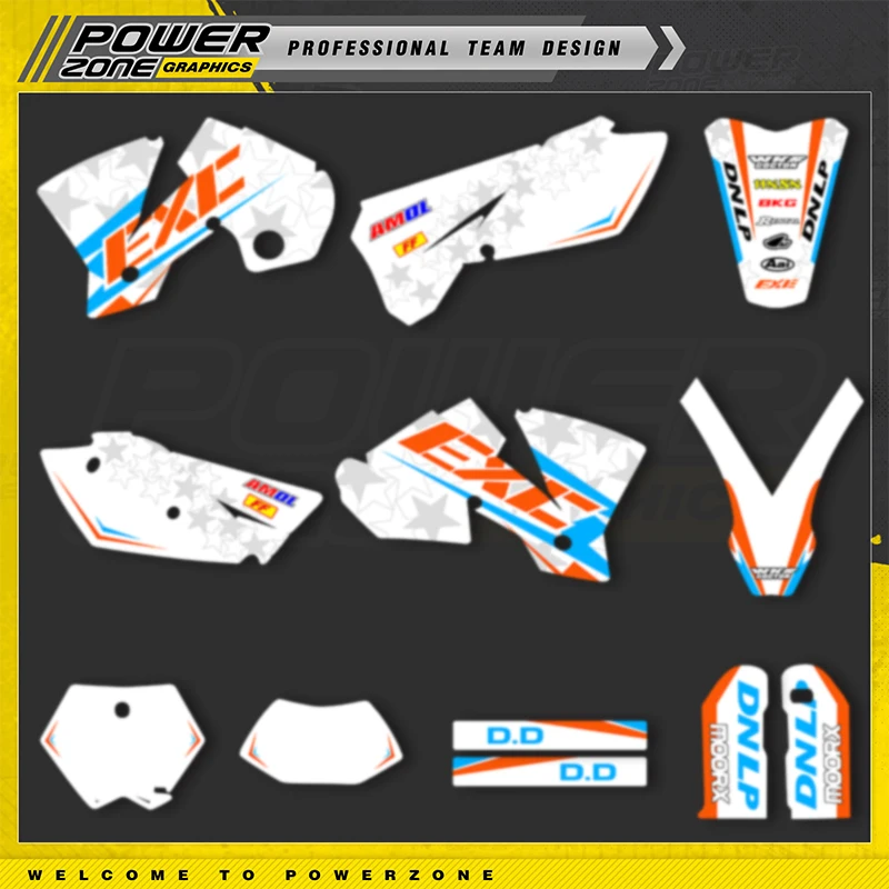 

PowerZone Custom Team Graphics Decals For EXC SXF Stickers Kit For KTM 2003 2004 SXF 2004 EXC Motorcycle Stickers 006