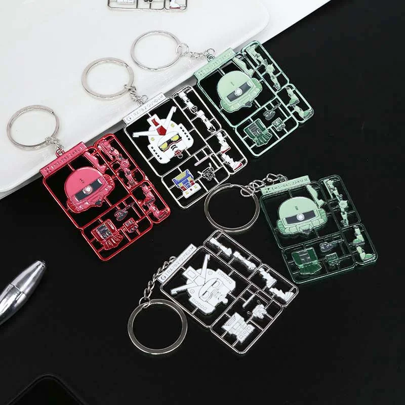 GUNDAM Metal Keychain Cartoon RX-78-2 MS06 Hollow Out Pendant Backpack Decoration Anime Cool Night Glow Key Chain Kids Gift