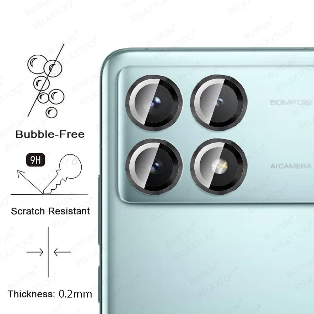 For Poco X6 Pro Rear Alloy Metal Lens Tempered Glass Ring Case PocoX6 PocoX6Pro Pocco X6Pro X 6 5G Camera Screen Protector Cover
