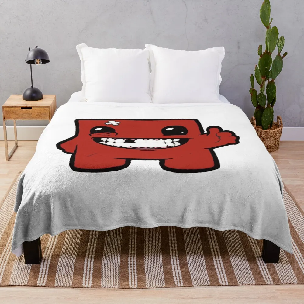 

super meat boy Throw Blanket Stylish Decor Blanket Gift for Friends Roommate