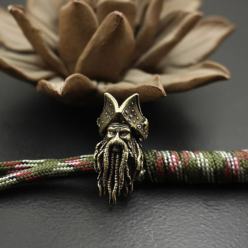 

1pc Copper Octopus Knife Beads Rope Pendant Brass Skull Beads Key Rings Outdoor EDC Tools