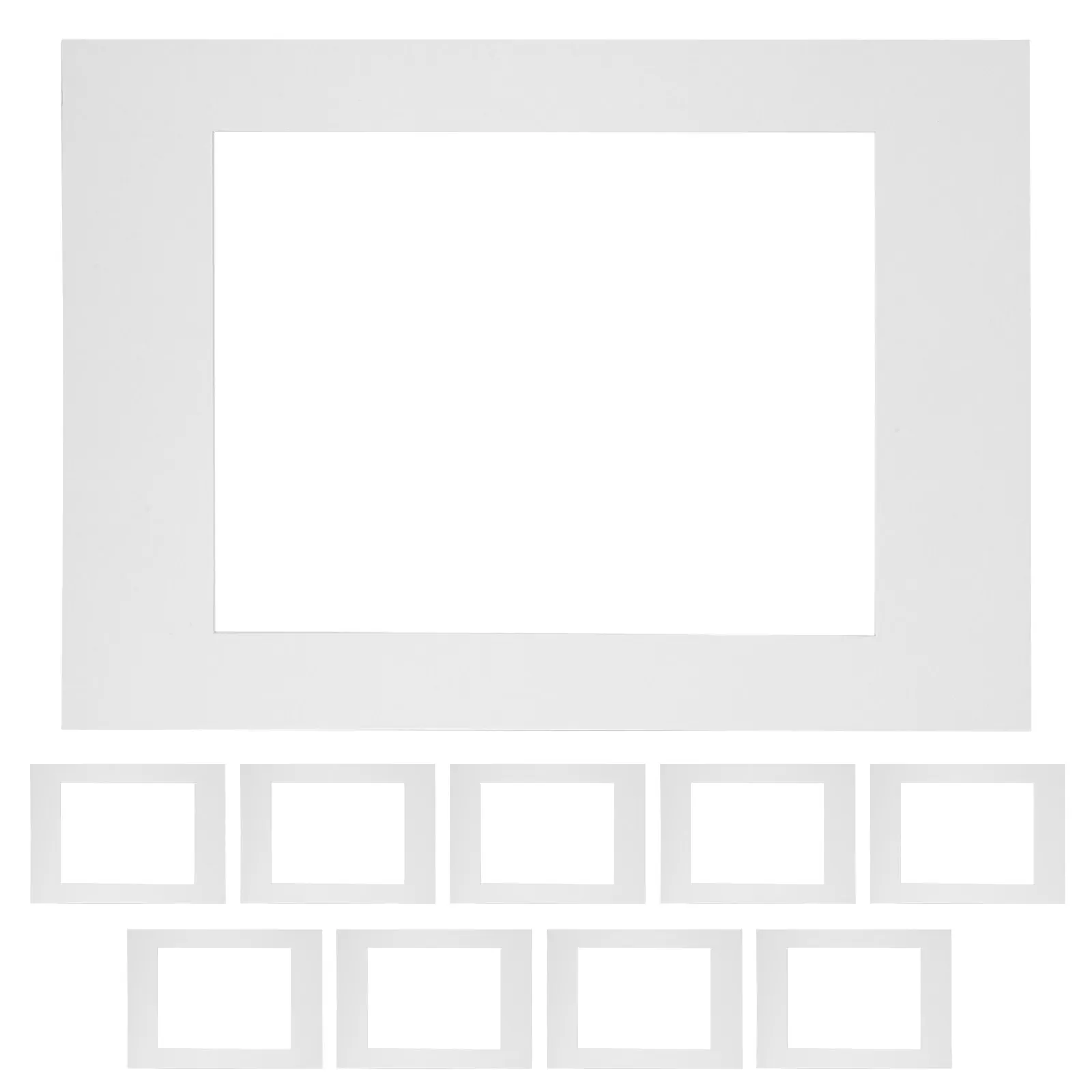 10Pcs White Cardboard Photo Mats for Picture Frames Round Square Cutouts Suitable for A4 Art Prints Craft Supplies