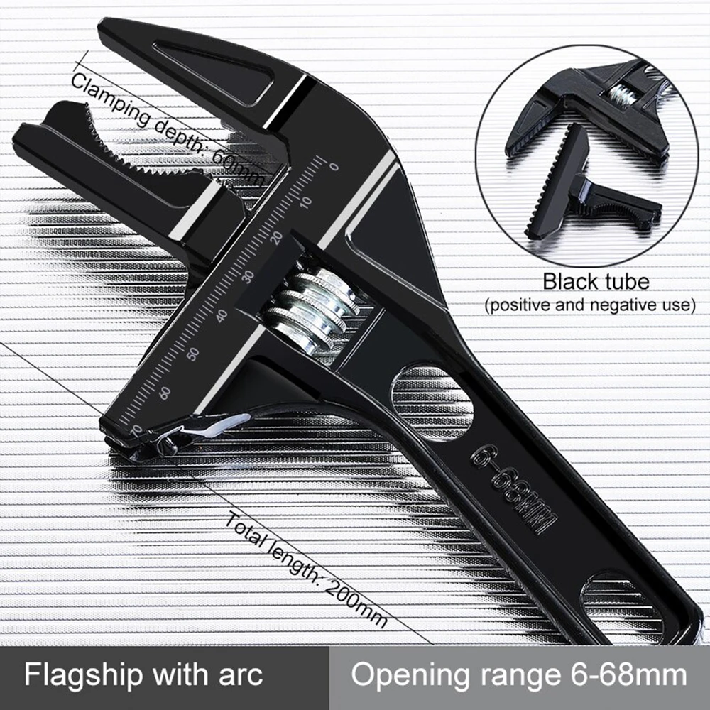 Multi-function Adjustable Wrench Universal Spanner Repair Tool Aluminium Alloy large Open Wrench for Water Pipe Screw Bathroom