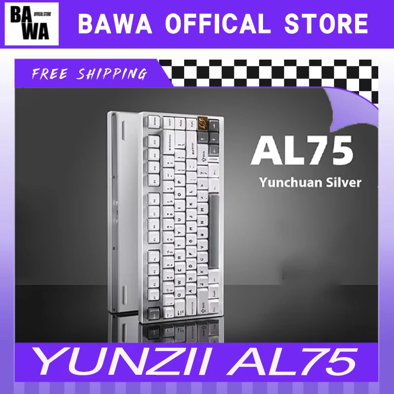 

YUNZII AL75 White 75% Aluminum Wireless keyboards 3mode Mechanical Custom Keyboards Hot Swap Pre-lubed Switches Gasket keyboards