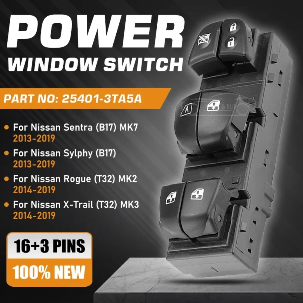 Interruptor Eléctrico para Ventanas de Auto 25401-3TA5A para Nissan Sentra Sylphy Pulsar B17 2013-2019 para Nissan Rogue X-Trail T32 2014-2019