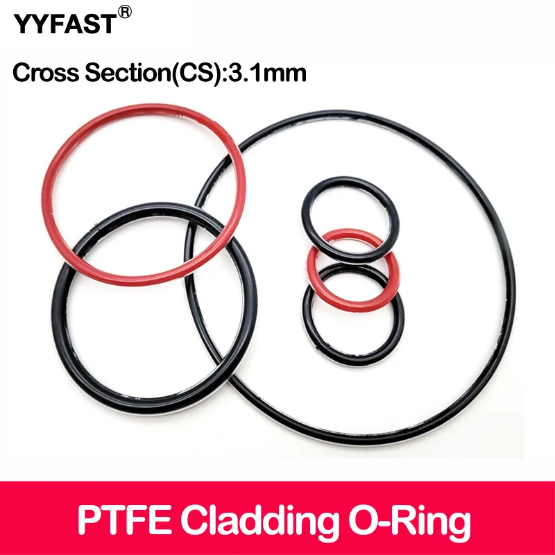 CS 3.1mm,Cross Section 3.1mm,PTFE Cladding O-Ring,FEP/PTFE coated fluorine rubber/Silicone,High Temperature,Chemical Resistance