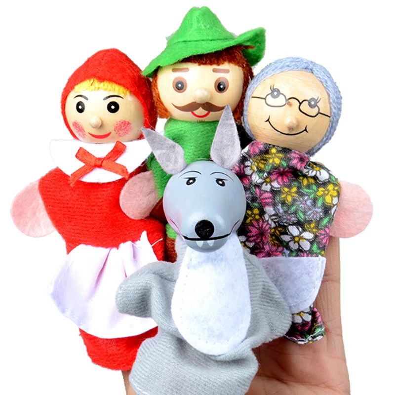 4/6PCS Finger Puppen Set Baby Märchen Finger Puppe Plüsch Tier Puppe Cartoon Familie Handpuppe Theater kinder Geschenk