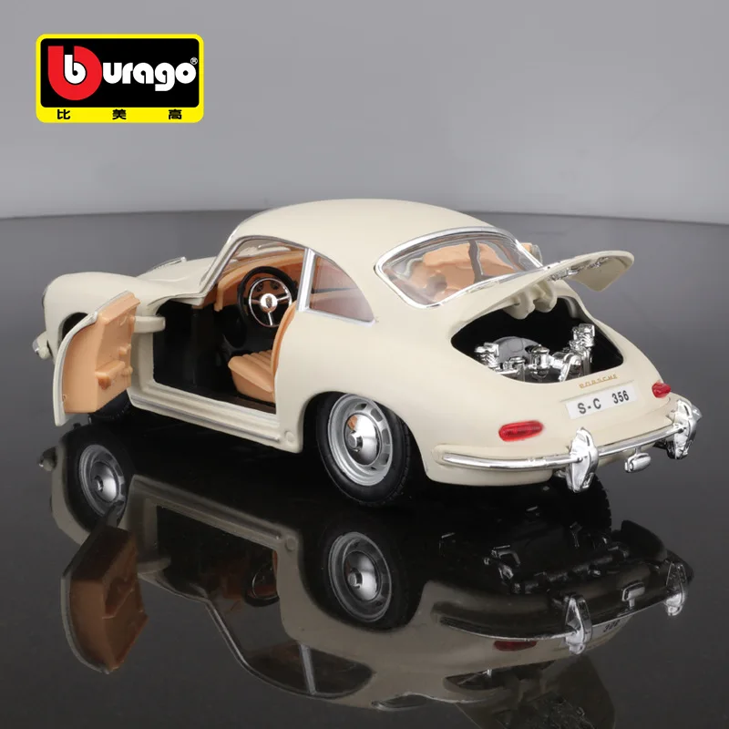 1:24 Bburago 1961 Porsche 356B Model mobil Coupe Vintage Vintage PORSHCE Retro klasik 718 Boxster mobil olahraga paduan mainan kendaraan mewah