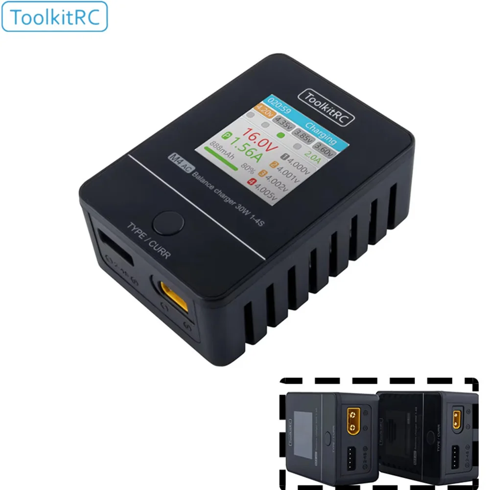 toolkitrc-m4ac-30w-コンパクト-ac-充電器-1-4s-lipo-life-lihv-バッテリー充電器-xt60-rc-fpv-レーシングドローン用