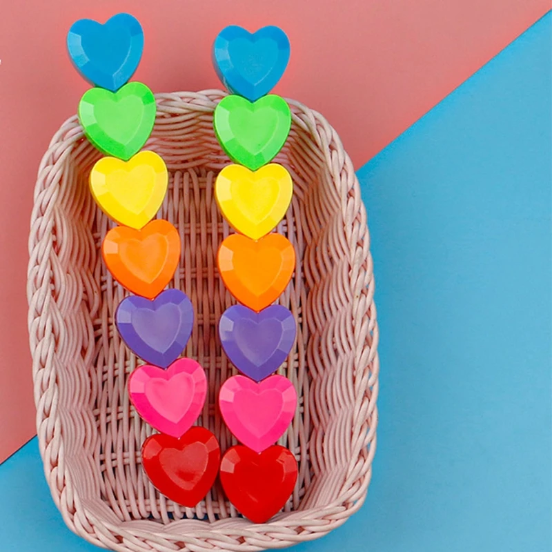 7 Stks/pak Mini Markeerstiften Hart-Vorm Coloring Markers Pocket Marker Pen Stapelbaar Verwijderbare Verjaardagscadeau Set Voor Kid