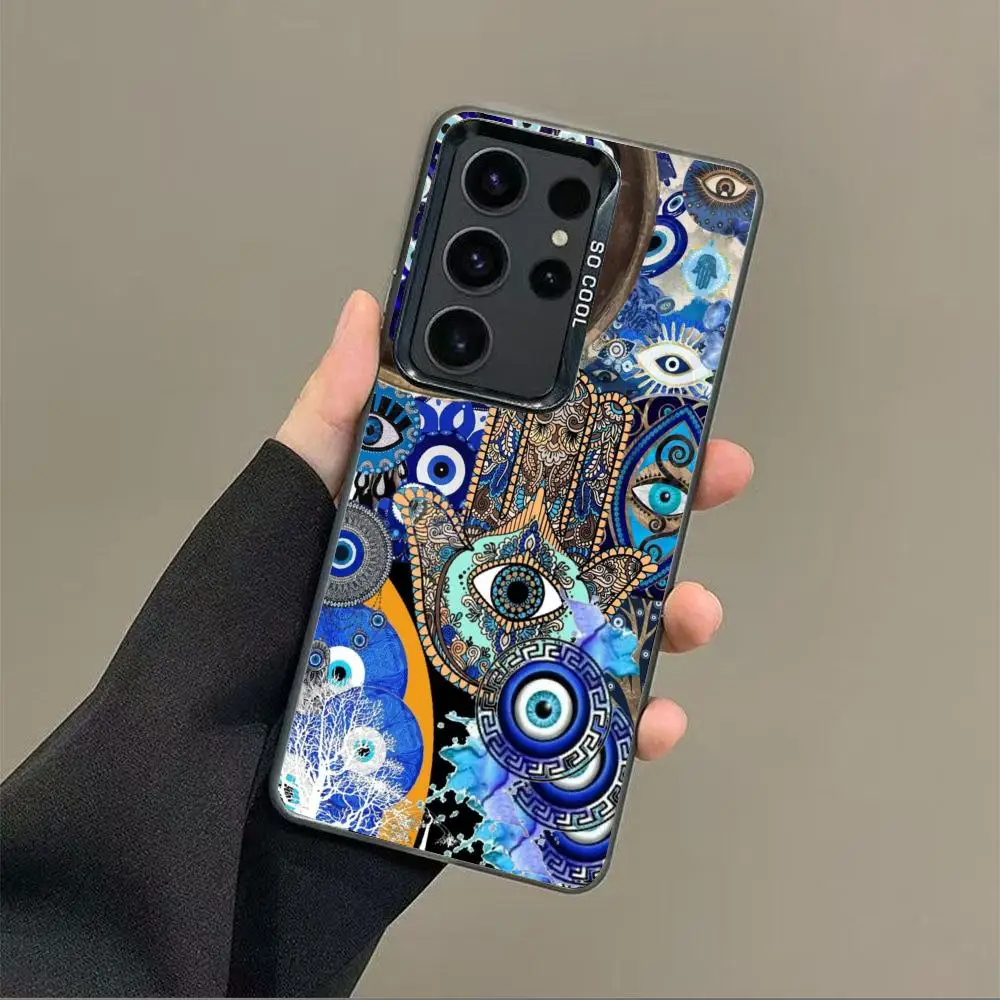 

Blue patchwork case for Galaxy S25 S24 S23 S22 S21 S20 Ultra/ FE/Plus shock-proof rear cover anti-fingerprint