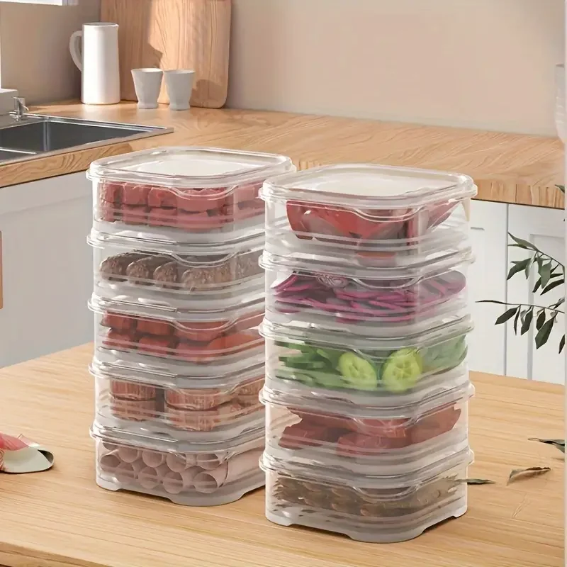 

3pcs Refrigerator Food Storage Box With Lid Frozen Meat Fresh-Keeping Box Square Clear Food Storage Containers Kitchen Tools